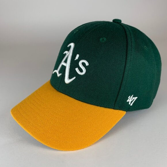 Oakland Athletic MLB Green Gold 47 Brand MVP Strapback Adjustable Hat - Picture 1 of 6